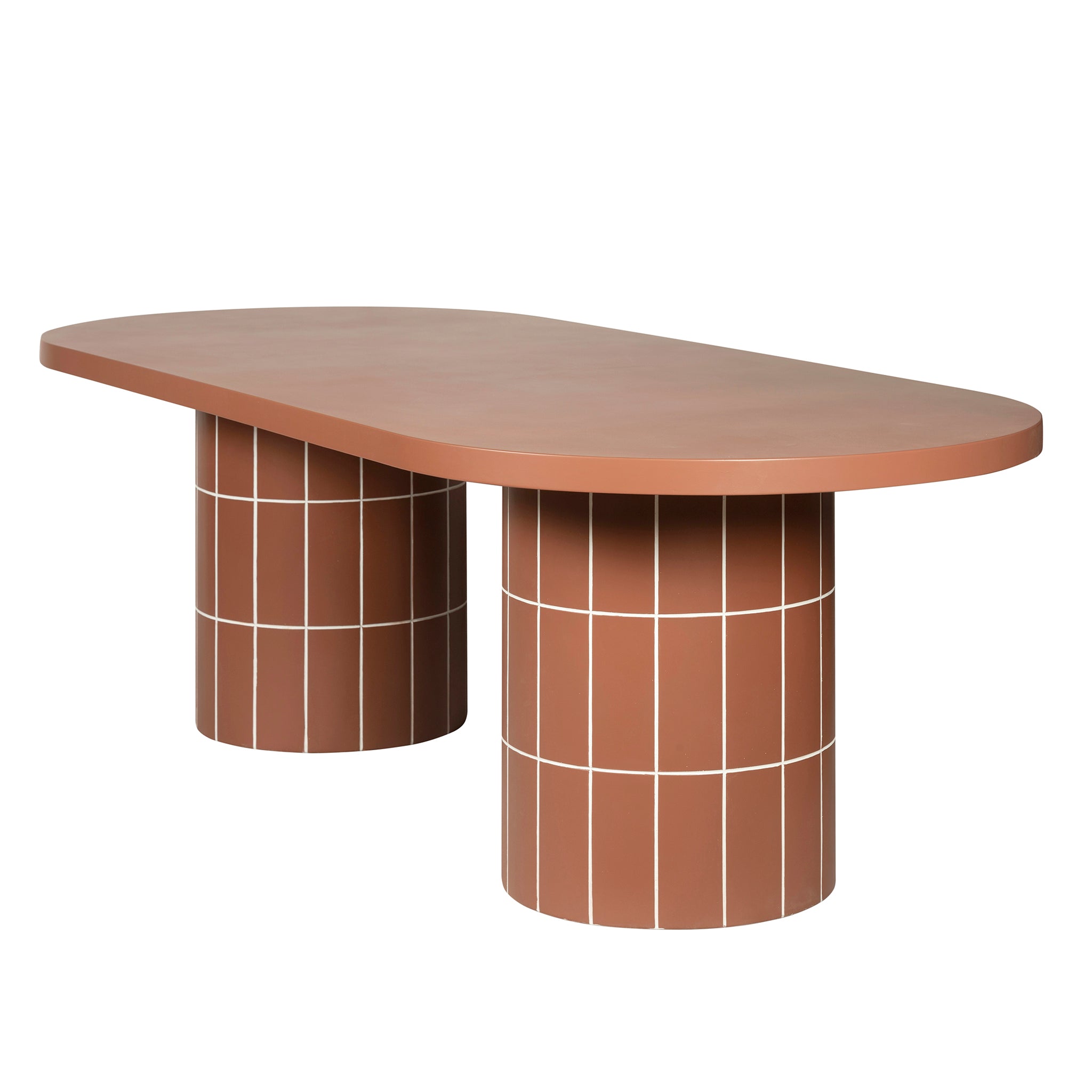 Lutetia 2.4m Concrete Oval Dining Table - Terracotta Dining Table Concrete-Core