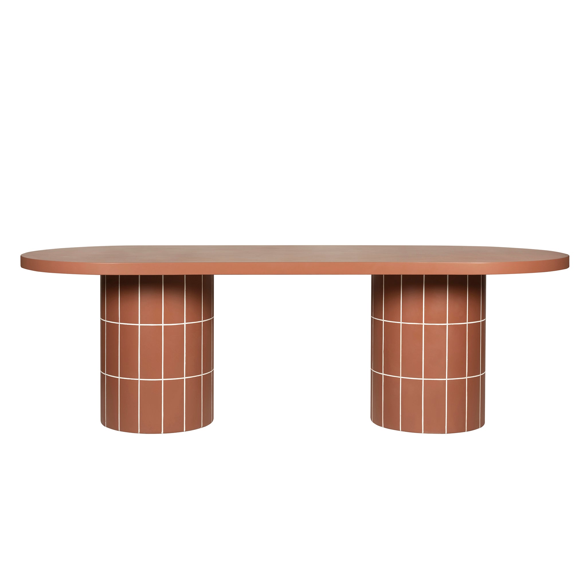 Lutetia 2.4m Concrete Oval Dining Table - Terracotta Dining Table Concrete-Core