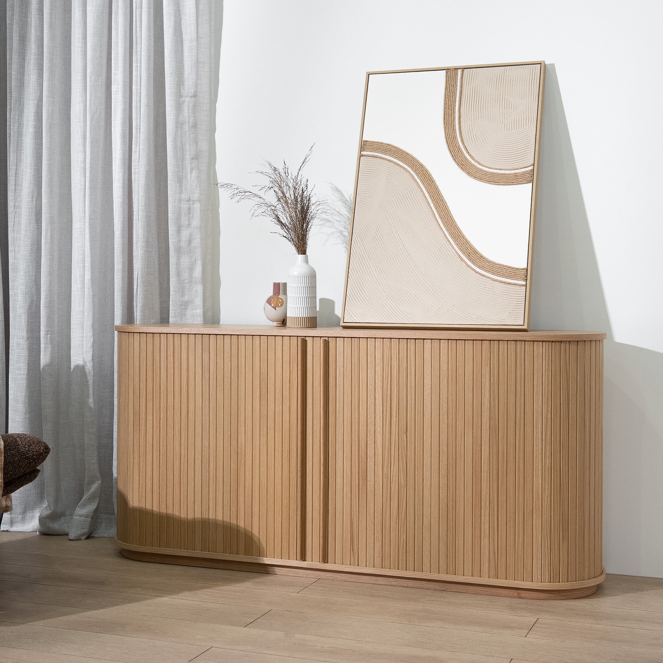 Linea 1.7m Wooden Buffets Unit - Natural Buffet & Sideboard KD-Core