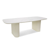Belvano 2.4m Stone Top Outdoor Dining Table - Snow White Dining Table Kito-Core