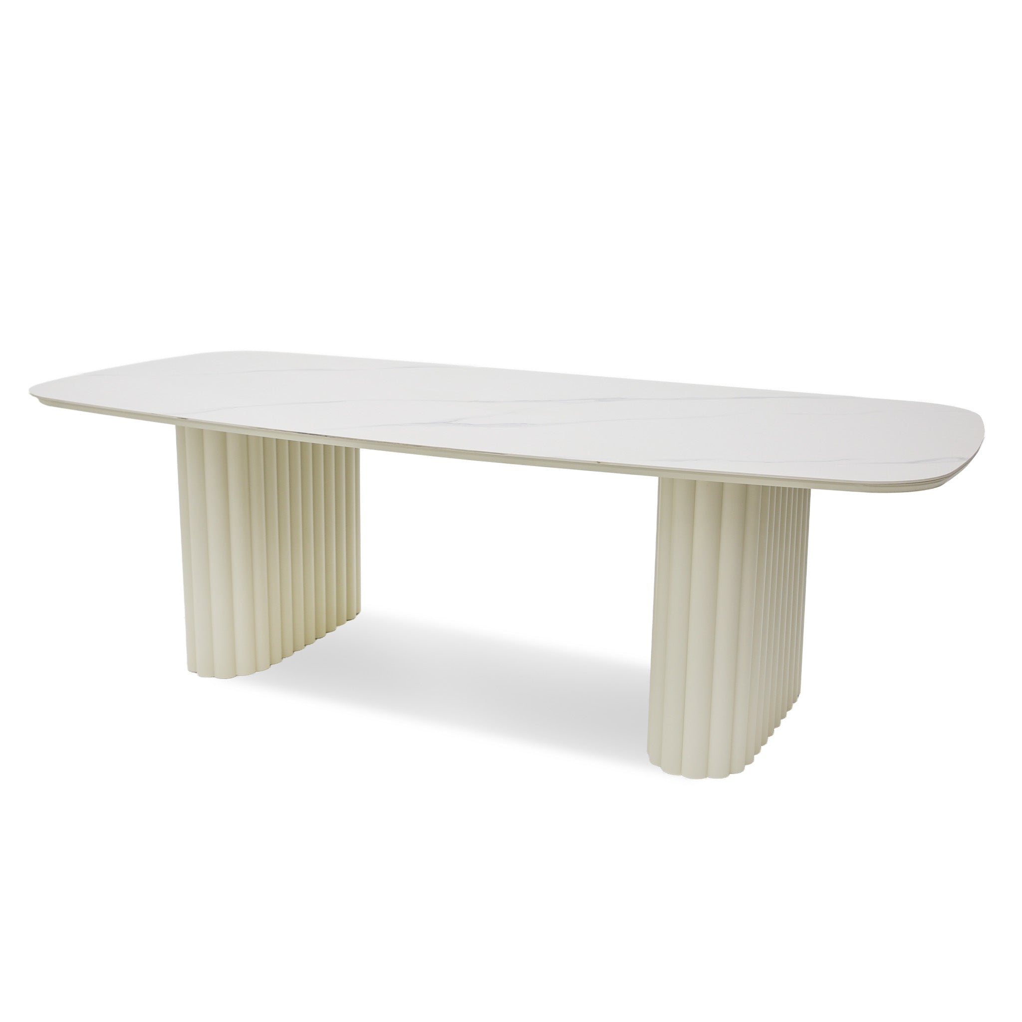 Belvano 2.4m Stone Top Outdoor Dining Table - Snow White Dining Table Kito-Core