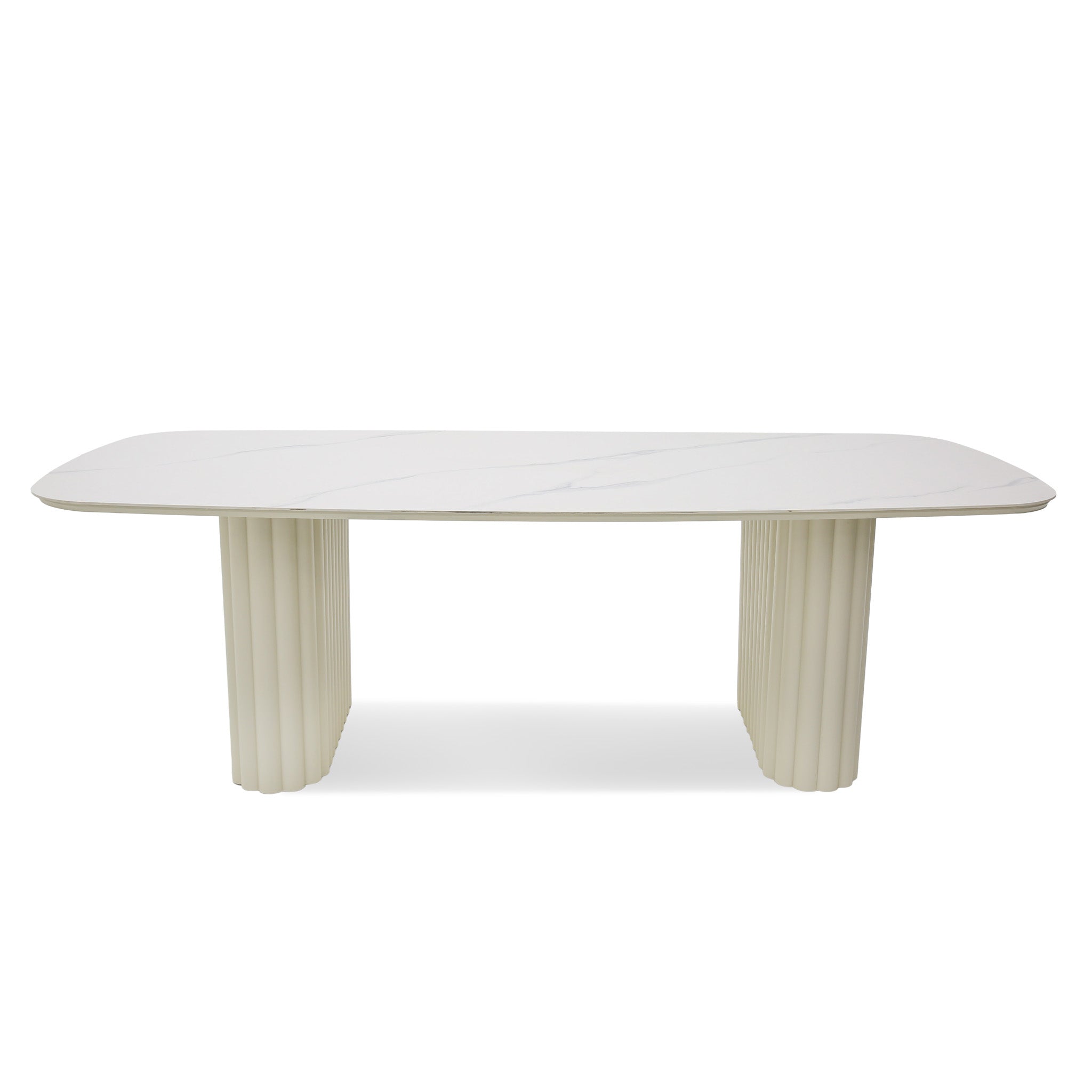 Belvano 2.4m Stone Top Outdoor Dining Table - Snow White Dining Table Kito-Core