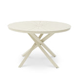 Marova 1.2m Outdoor Round Dining Table - Cream White Dining Table Kito-Core