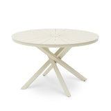Marova 1.2m Outdoor Round Dining Table - Cream White Dining Table Kito-Core