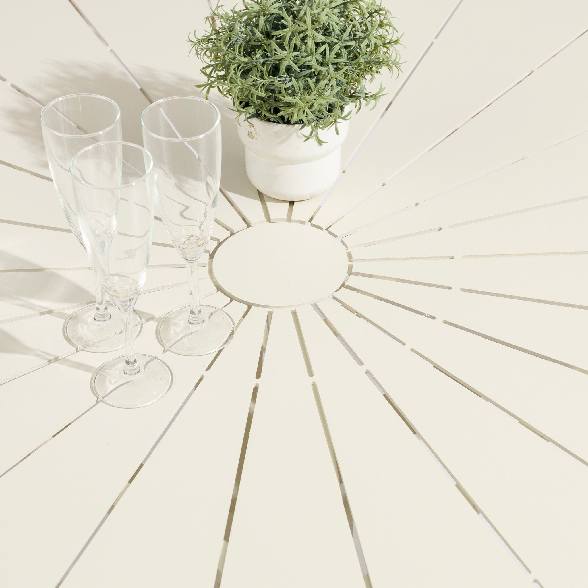 Marova 1.2m Outdoor Round Dining Table - Cream White Dining Table Kito-Core