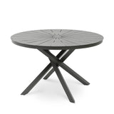 Marova 1.2m Outdoor Round Dining Table - Sand Dark Grey Dining Table Kito-Core