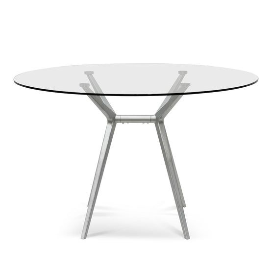 Ex Display - Web Round Meeting Table - Glass Top - Aluminium DT190CLR