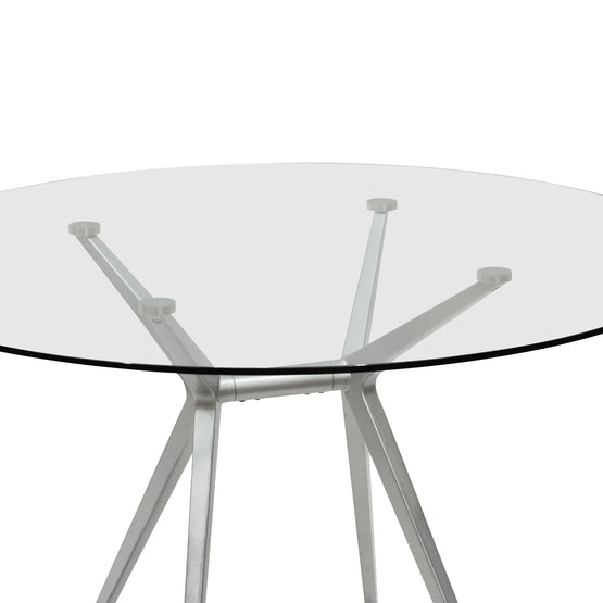 Ex Display - Web Round Meeting Table - Glass Top - Aluminium DT190CLR
