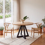Percy 125cm Round Dining Table - European Knotty Oak and Peppercorn Dining Table VN-Core