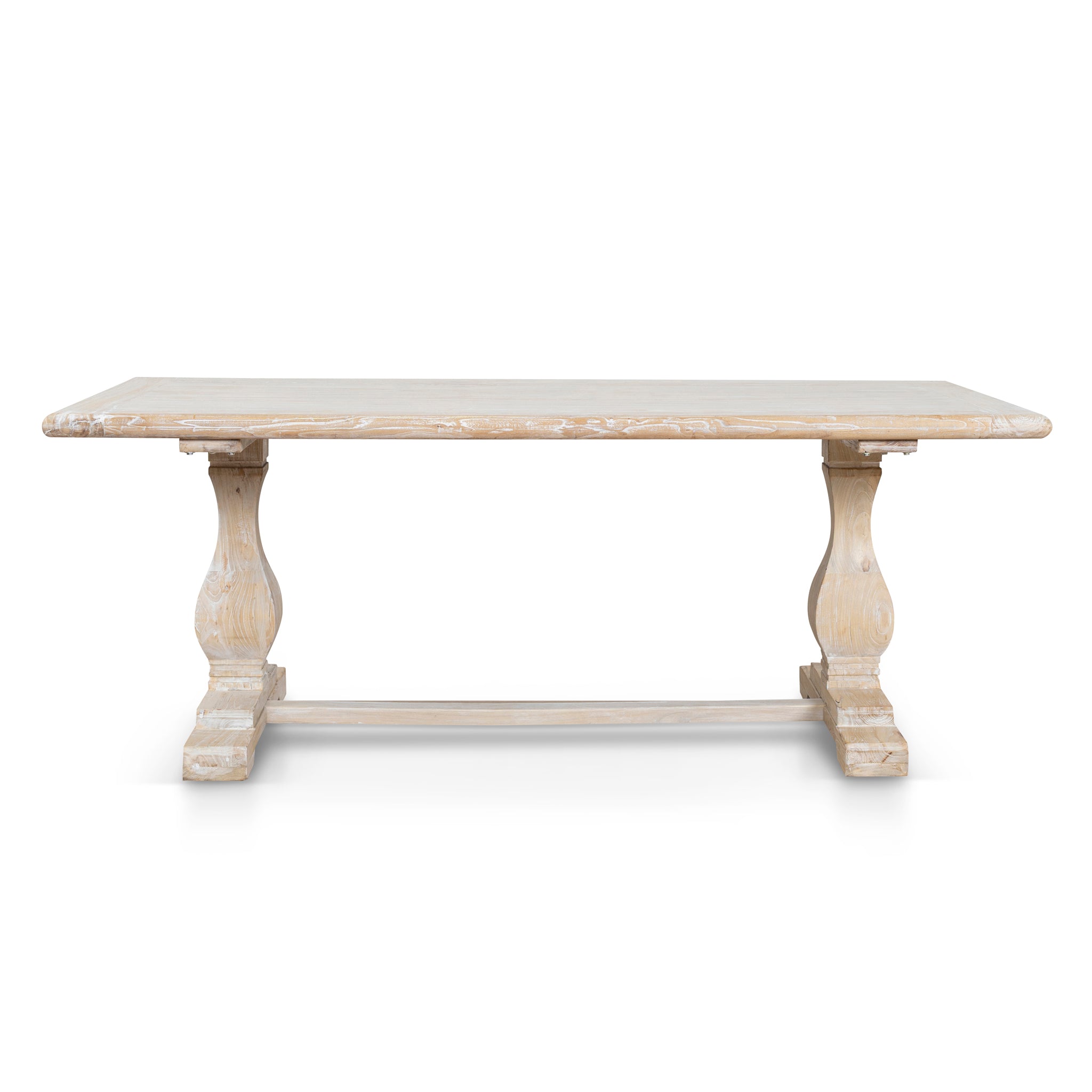 Ex Display - Titan Reclaimed 1.98m ELM Wood Dining Table - Rustic White Washed Dining Table Reclaimed-Core