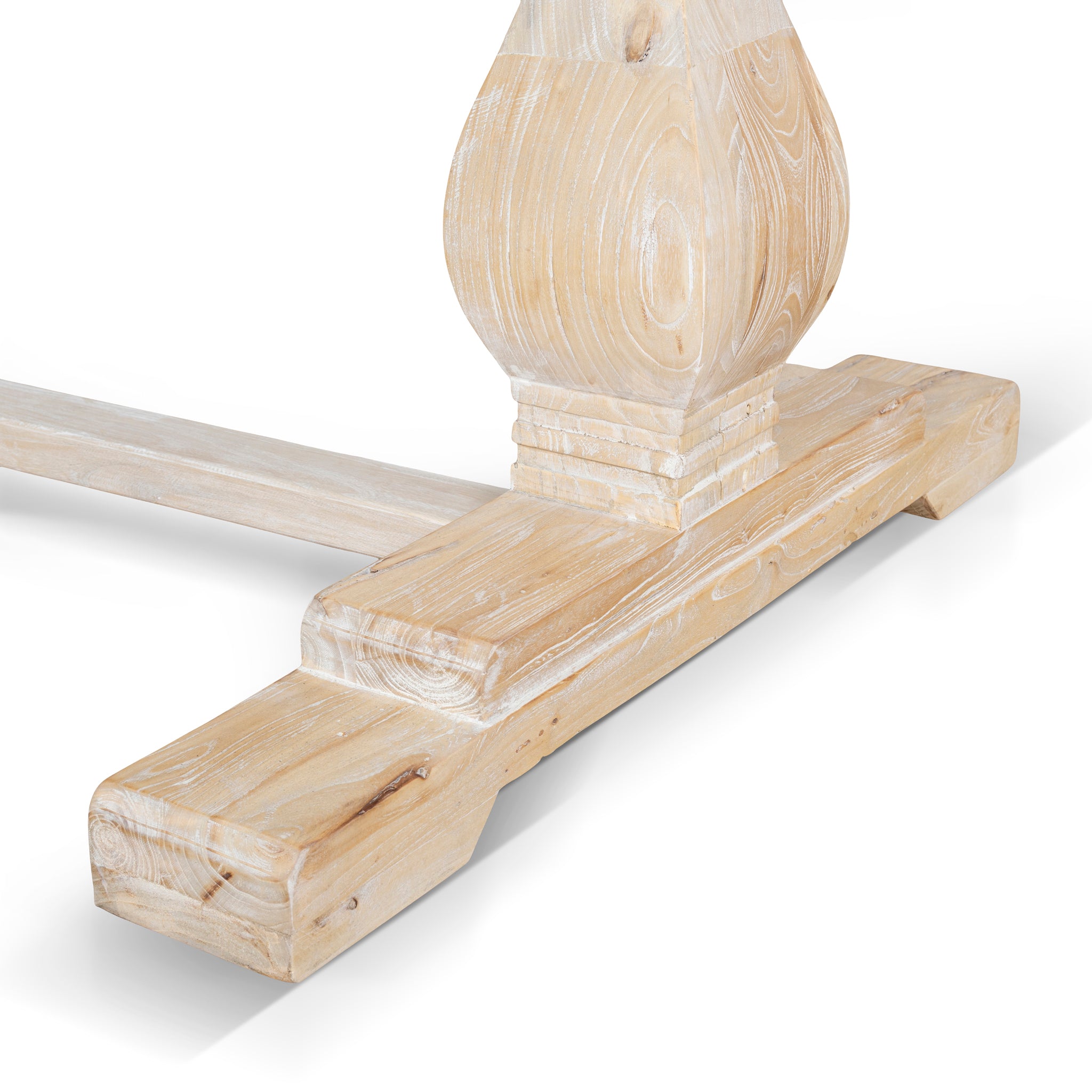 Titan Reclaimed 1.98m ELM Wood Dining Table - Rustic White Washed Dining Table Reclaimed-Core