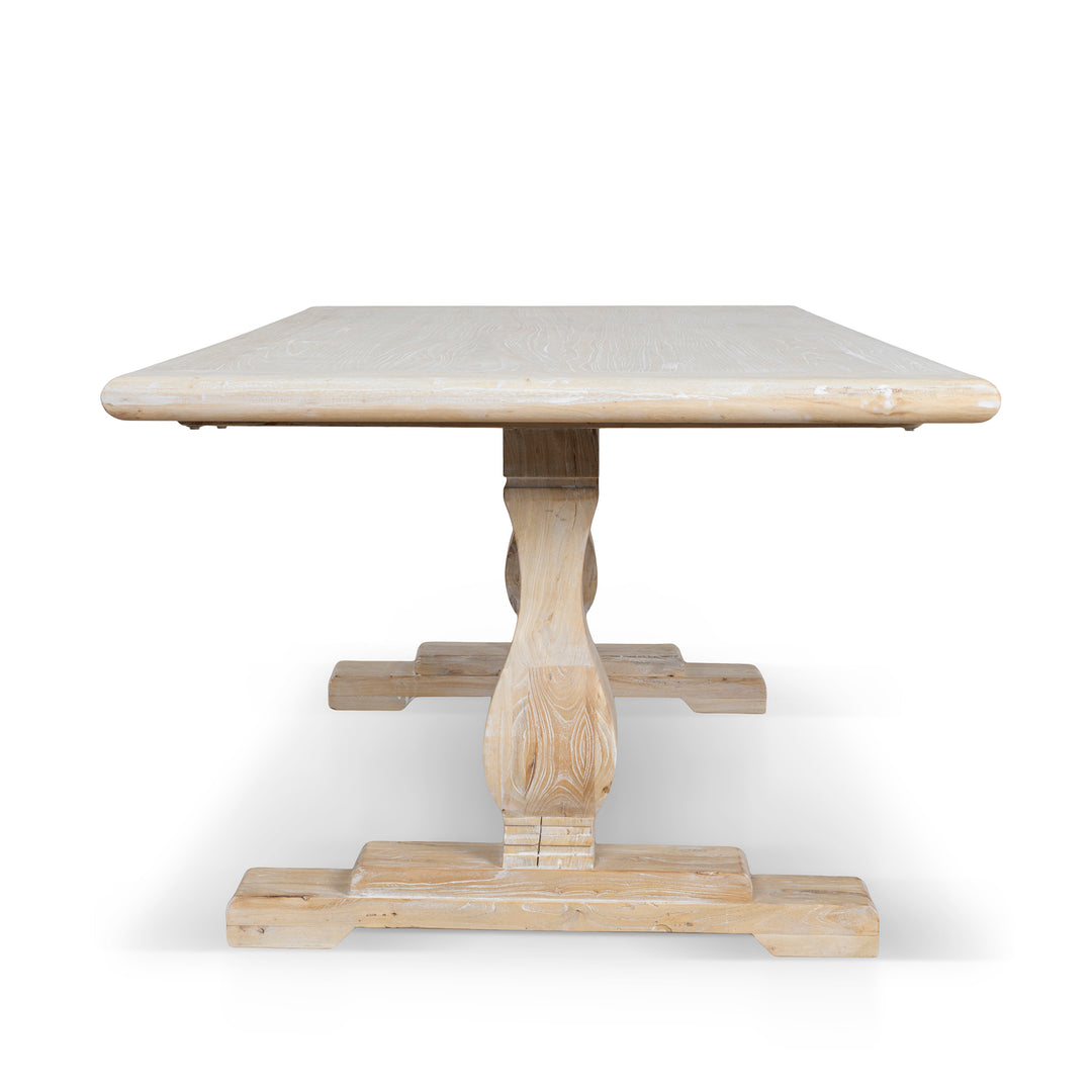 Titan Reclaimed 1.98m ELM Wood Dining Table - Rustic White Washed ...