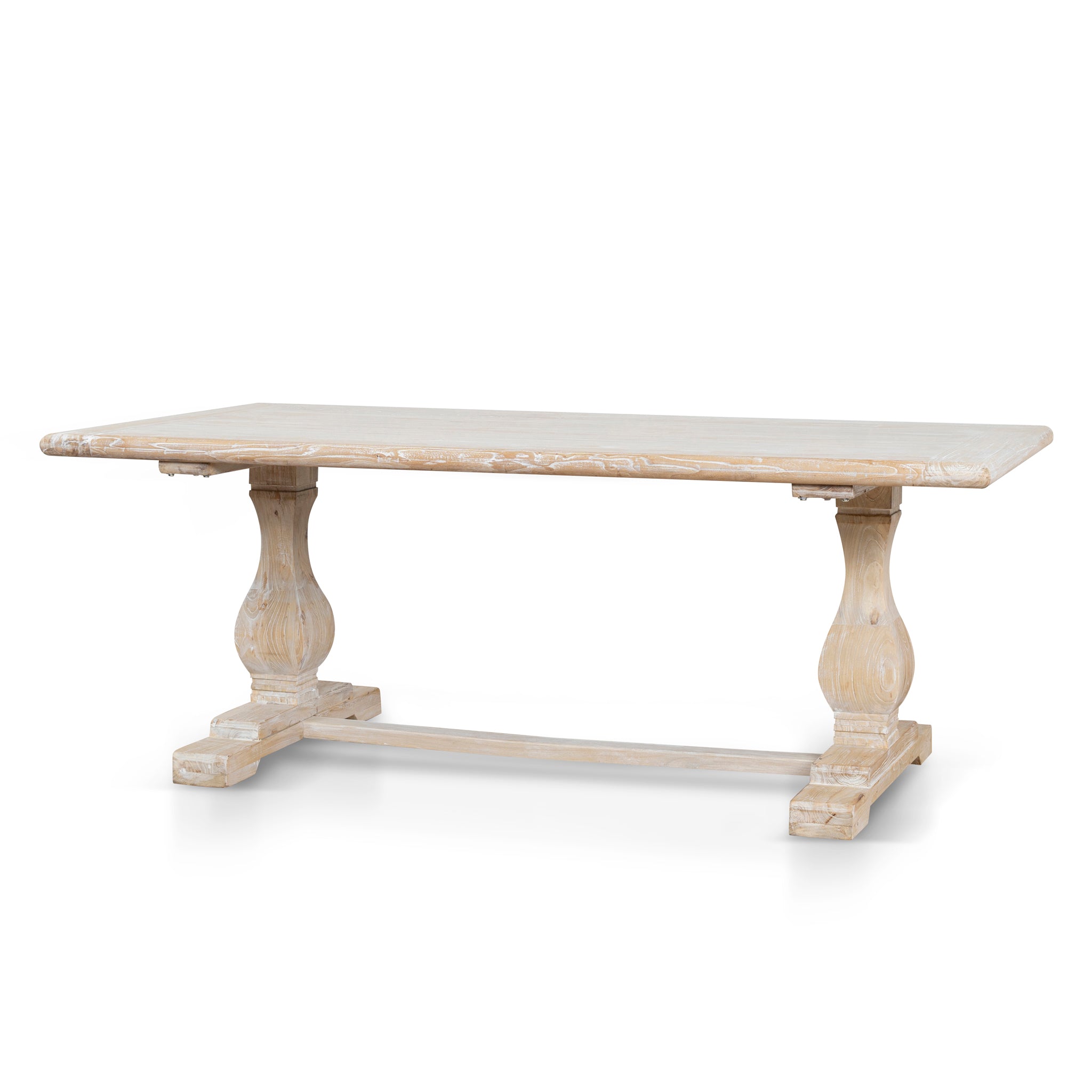 Ex Display - Titan Reclaimed 1.98m ELM Wood Dining Table - Rustic White Washed Dining Table Reclaimed-Core