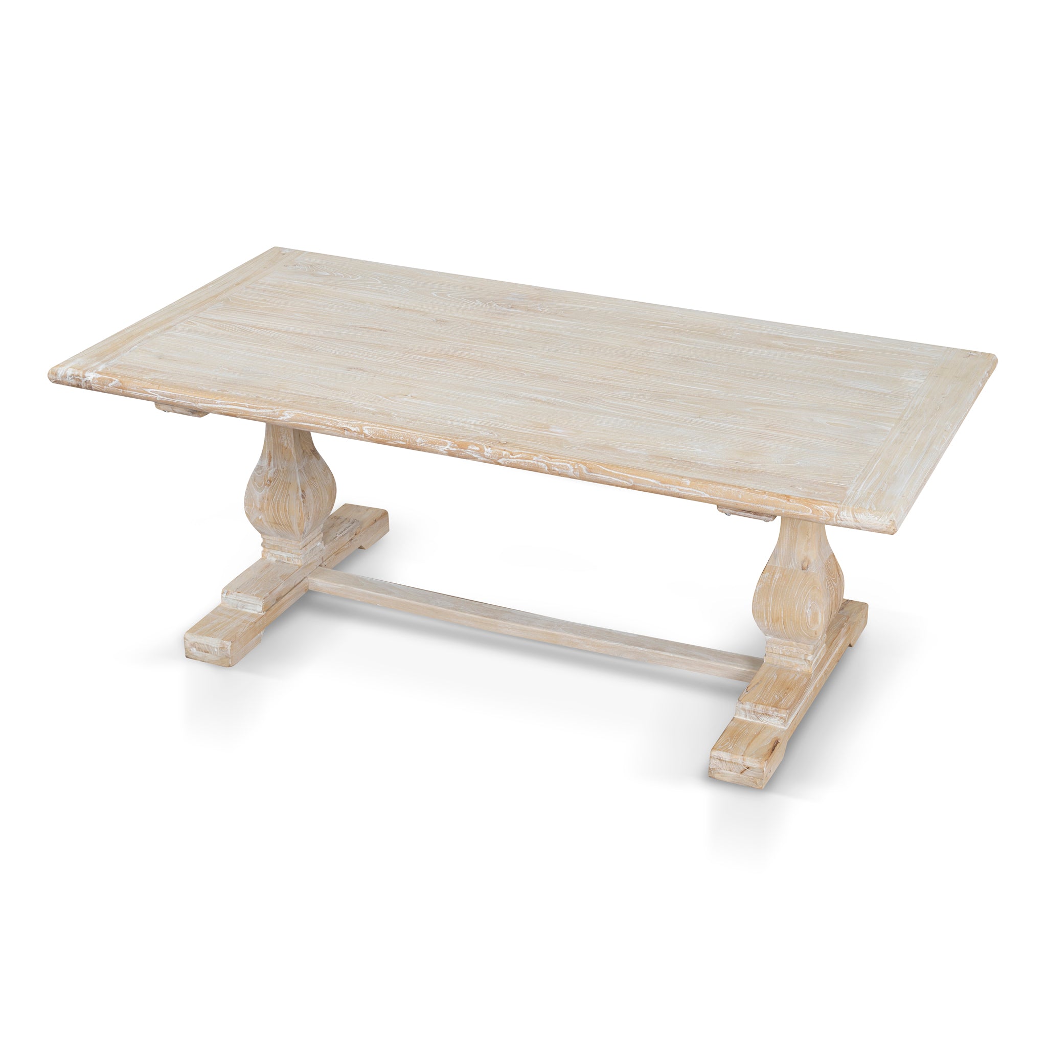 Titan Reclaimed 1.98m ELM Wood Dining Table - Rustic White Washed Dining Table Reclaimed-Core