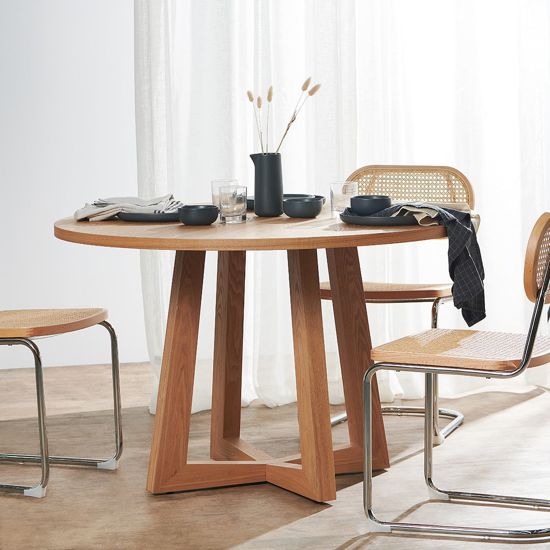 Zodiac 1.2m Round Wooden Dining Table - Natural Dining Table Swady-Core