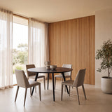 Halo 1.2m Wooden Round Dining Table - Full Black Dining Table Swady-Core