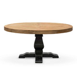 Kara Reclaimed 1.6m Round Dining Table - Natural Top and Black Base Dining Table Reclaimed-Core