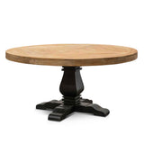 Kara Reclaimed 1.6m Round Dining Table - Natural Top and Black Base Dining Table Reclaimed-Core