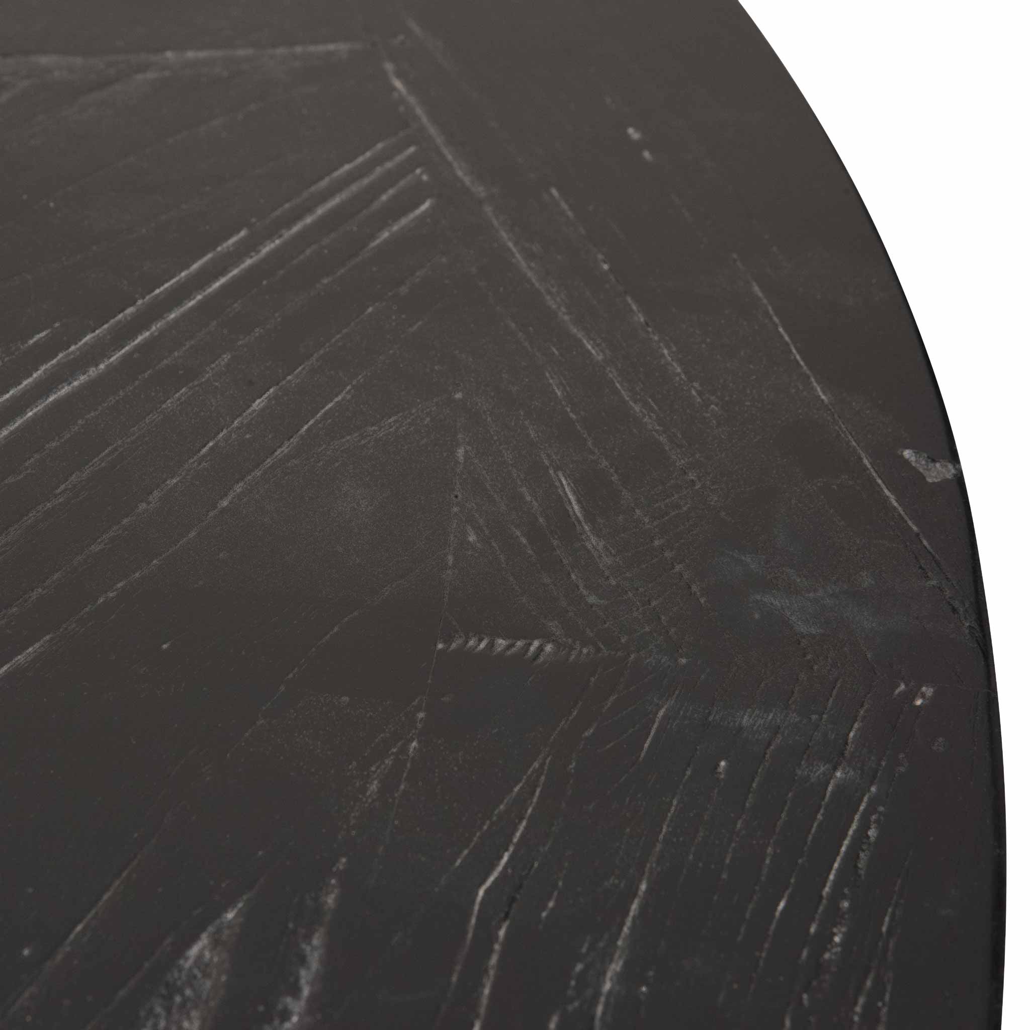 Ex Display - Kara 1.6m Round Dining Table - Full Black Dining Table Reclaimed-Core   