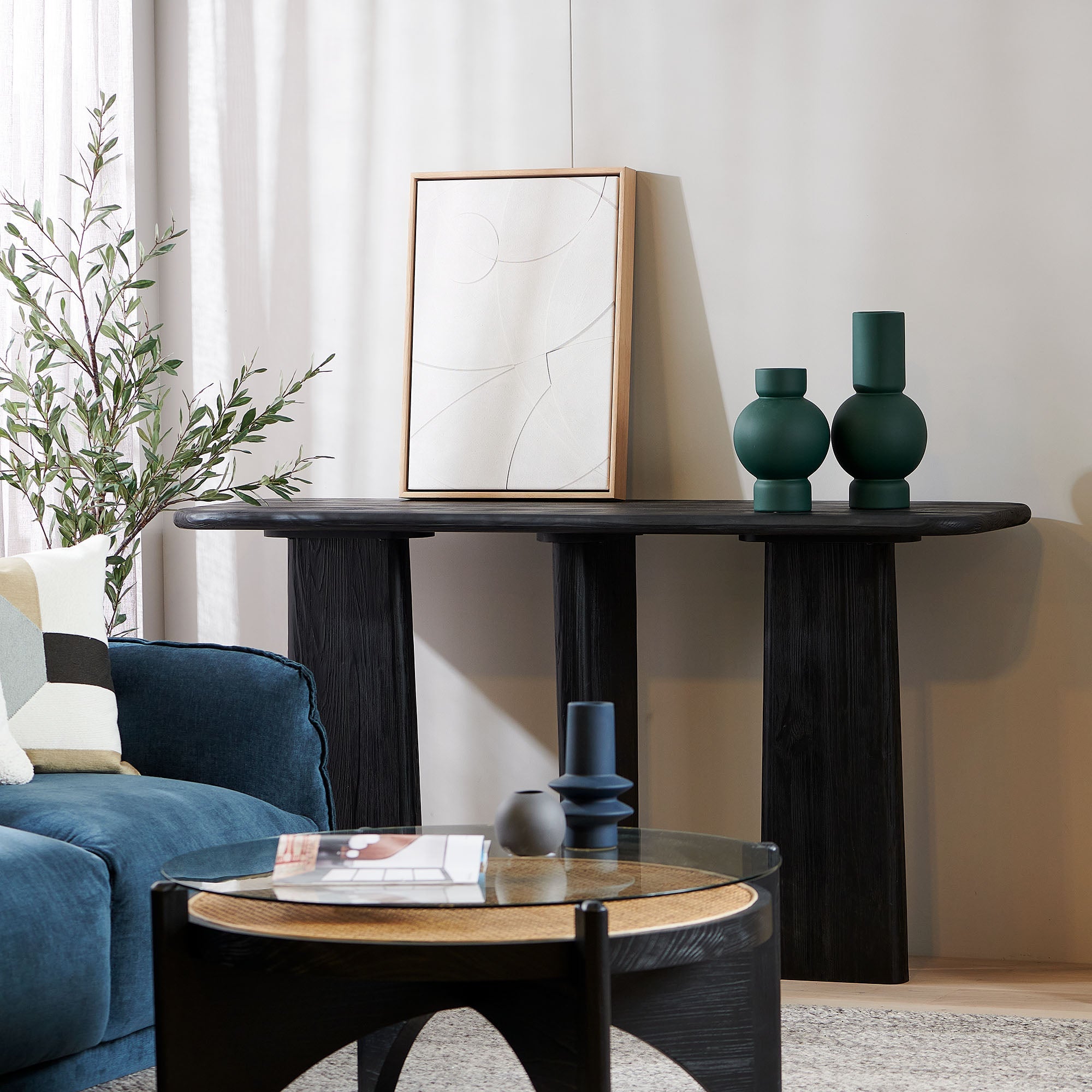 Ex Table Ex Display - Herrera 1.6m Console Table - Full Black | Interior Secrets