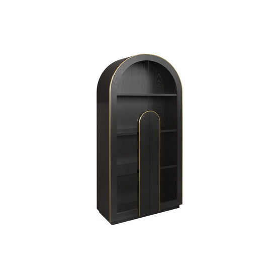Boran 2m (H) Glass Cabinet - Textured Espresso Black Storage Cabinet Valerie-Core   