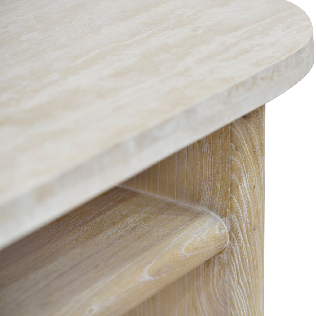 Ex Display - Agosti Travertine Marble 1.22m Console Table - Natural Console Table Nicki-Core   