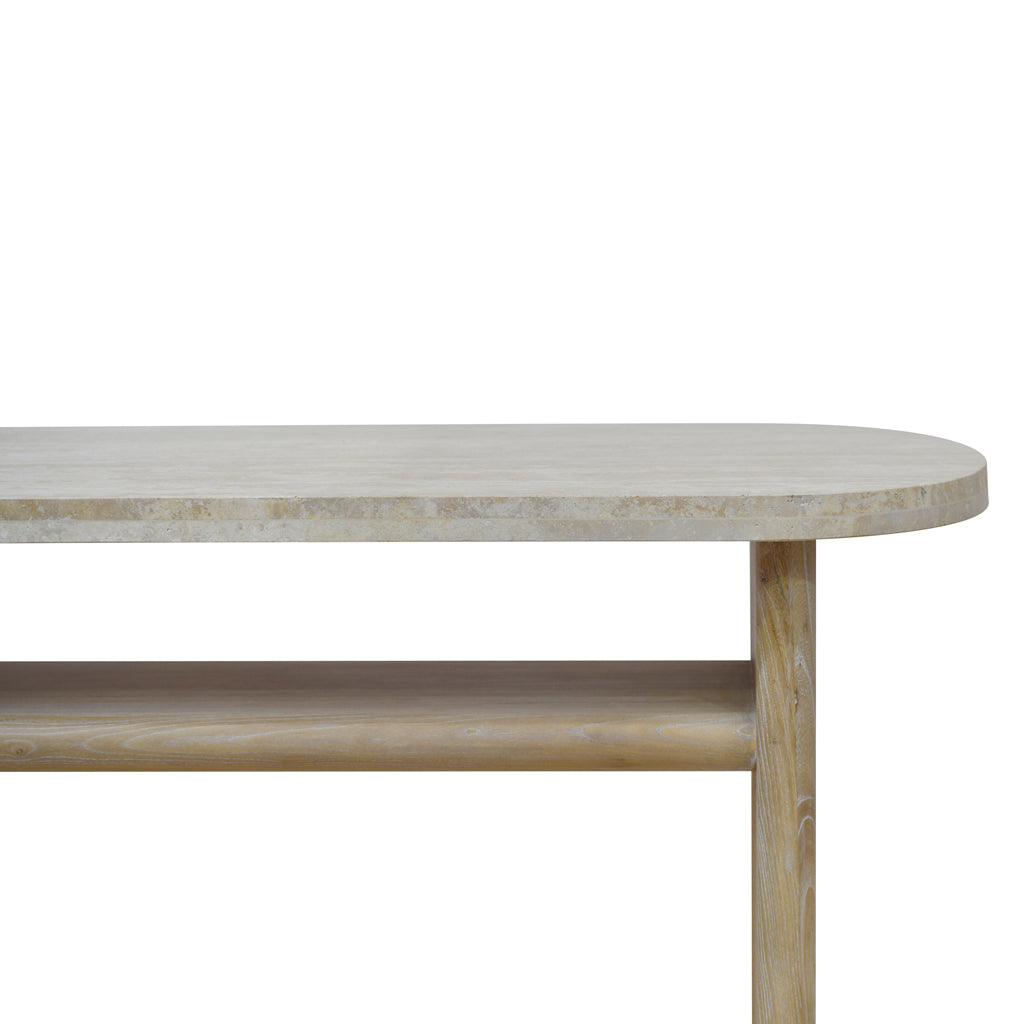 Ex Display - Agosti Travertine Marble 1.22m Console Table - Natural Console Table Nicki-Core   