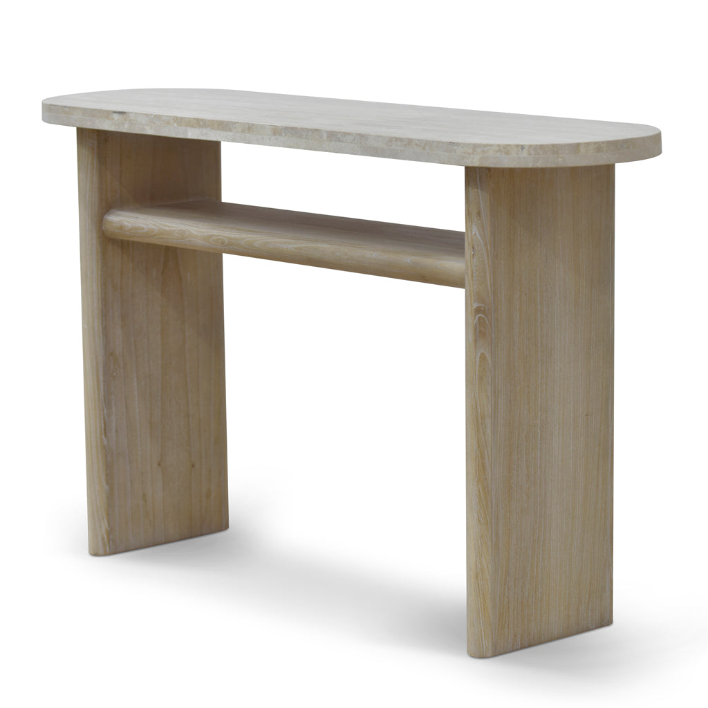Ex Display - Agosti Travertine Marble 1.22m Console Table - Natural Console Table Nicki-Core   