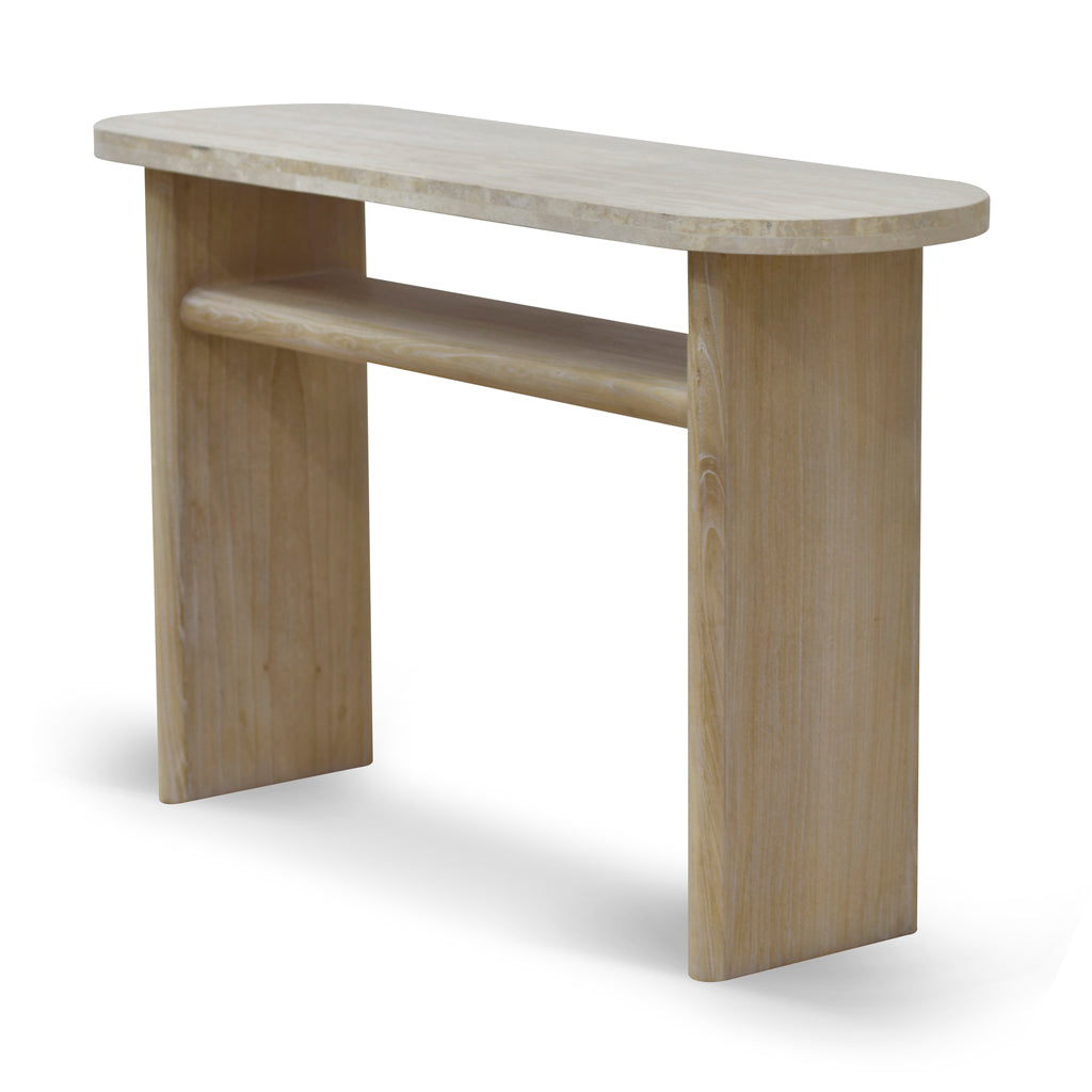 Ex Display - Agosti Travertine Marble 1.22m Console Table - Natural Console Table Nicki-Core   