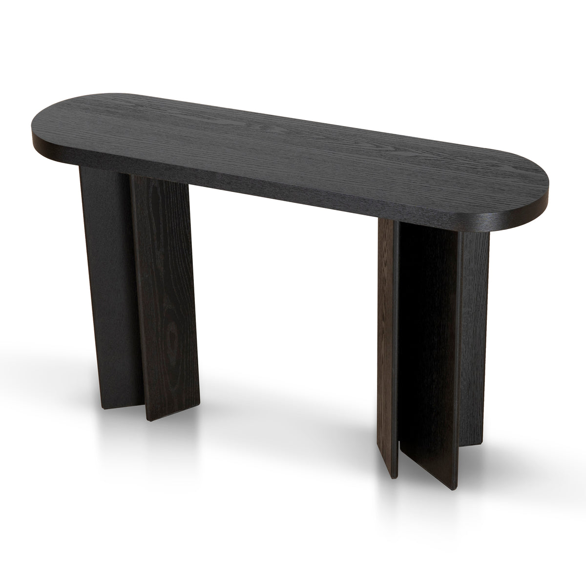 Roshan 1.3m Pill Shape Console Table - Textured Espresso Black ...