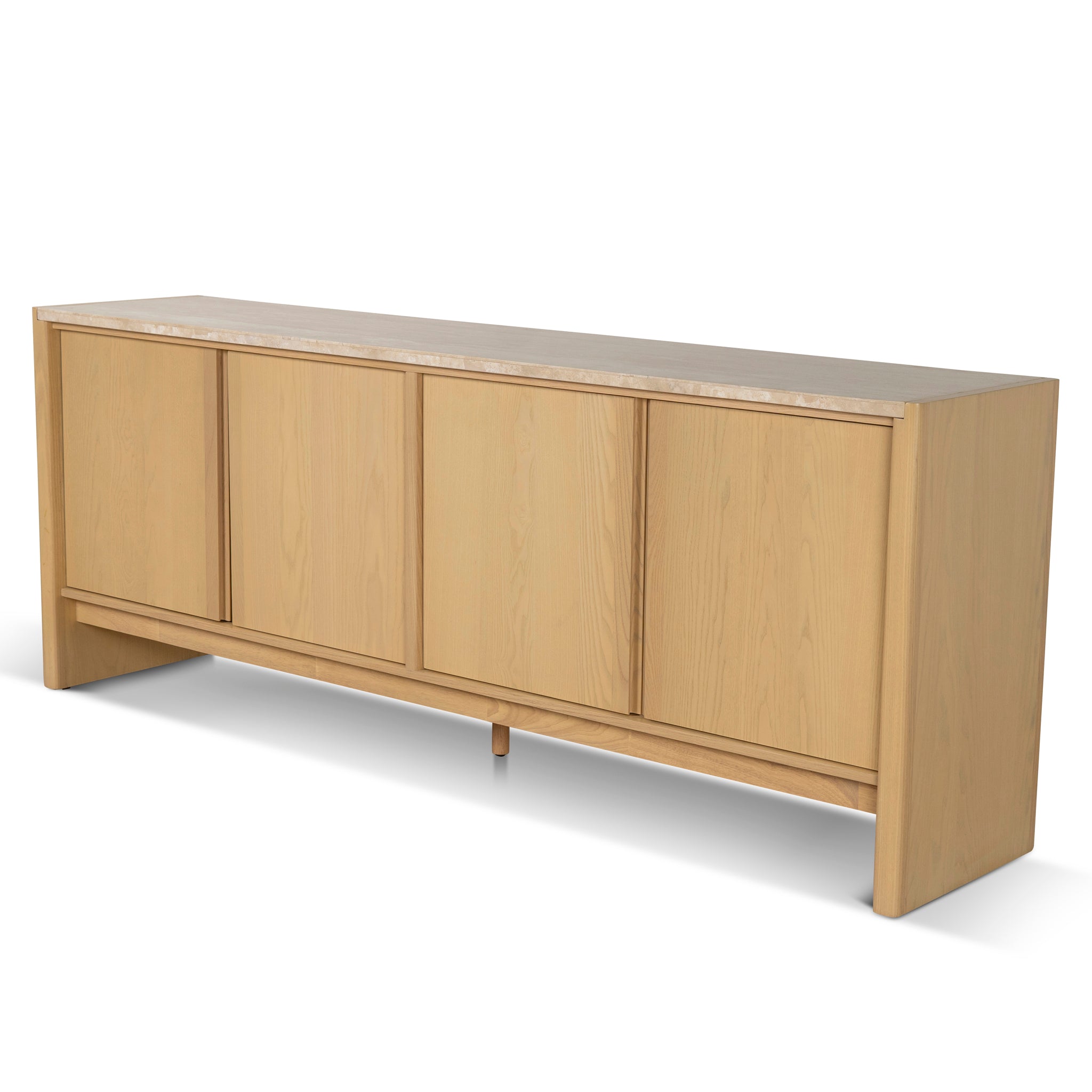 Linden 2.1m Travertine Top Sideboard Unit - Crème Ash