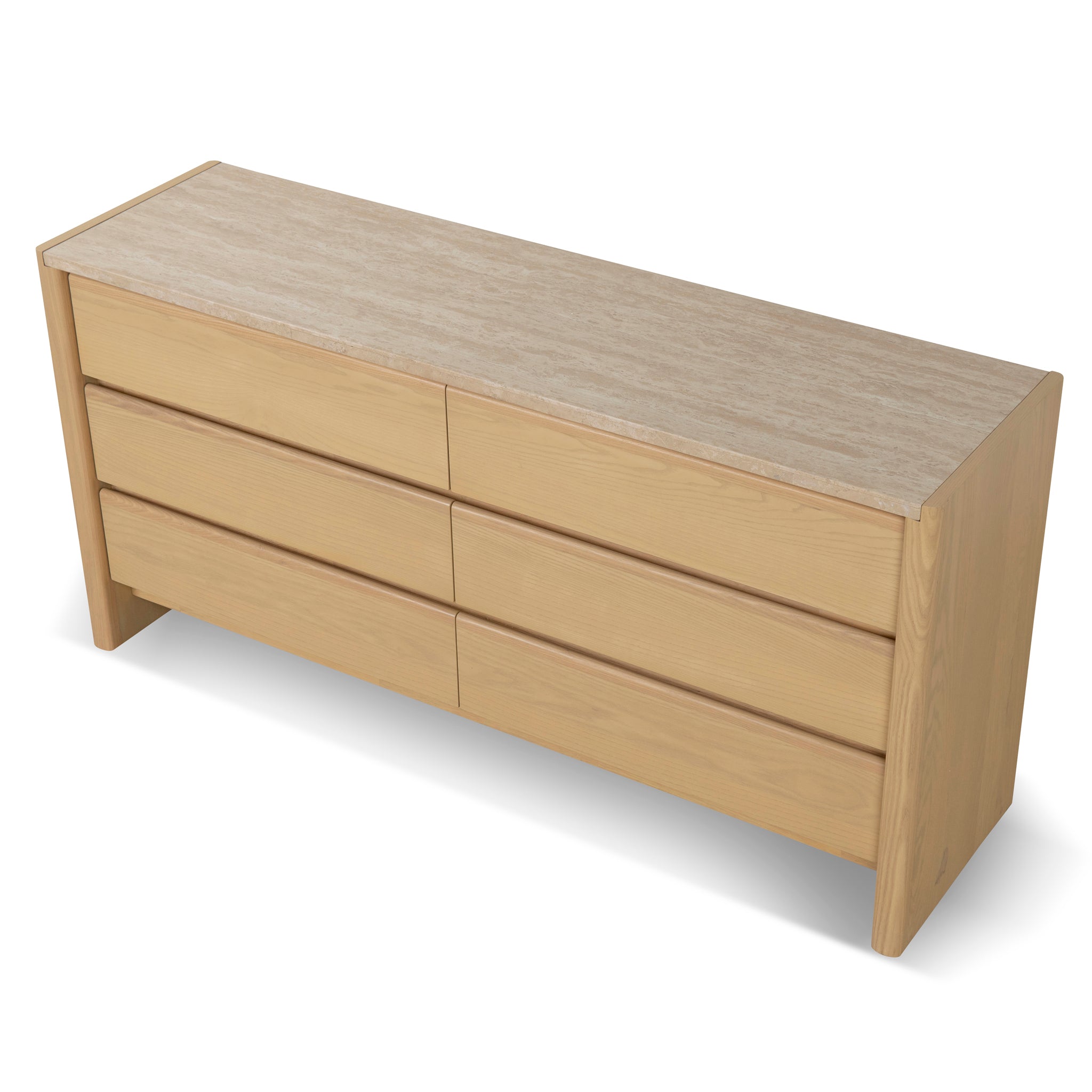 Linden 1.6m Travertine Chest of Drawers - Creme Ash Dresser Unit Kodak-Core   