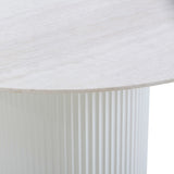 Elino 1.2m Round Travertine Dining Table - White Dining Table Dwood-Core   
