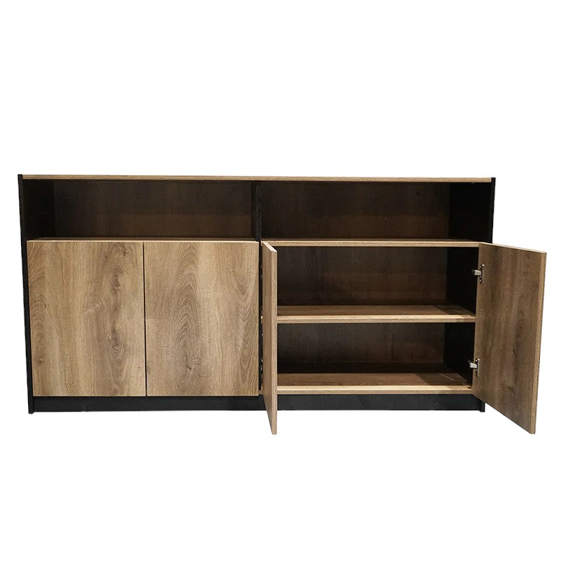 Alya 1.57m Credenza Cabinet - Warm Oak & Black Cabinet Vatec-Local   