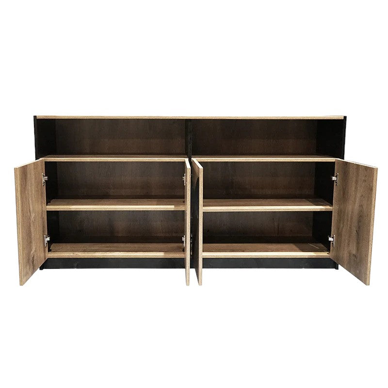 Alya 1.57m Credenza Cabinet - Warm Oak & Black Cabinet Vatec-Local   