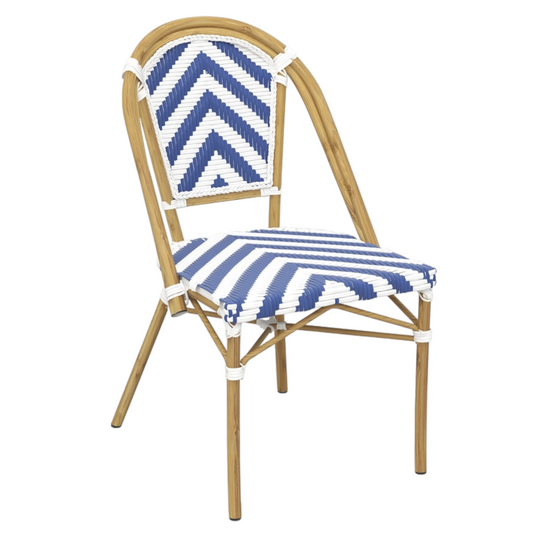 Set of 2 - Dalmatian Indoor / Outdoor Dining Chair - Navy & White Chevron