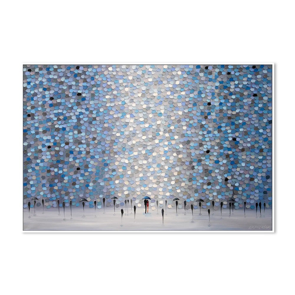 Dancing Rain, By Ekaterina Ermilkina Wall Art Gioia-Local White Framed Canvas 60x40cm