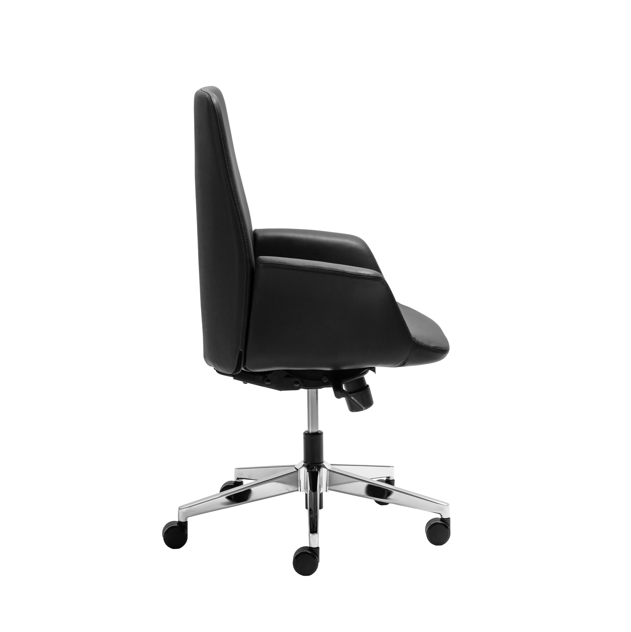 Daroc Medium Back Leather Office Chair - Black Office Chair Rline-Local   