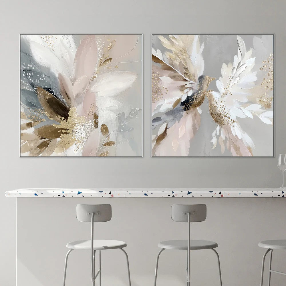 Doves in Bloom, Style A & B, Set Of 2, By Bella Eve Wall Art Gioia-Local