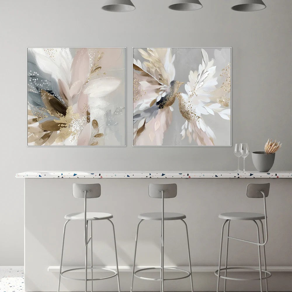 Doves in Bloom, Style A & B, Set Of 2, By Bella Eve Wall Art Gioia-Local