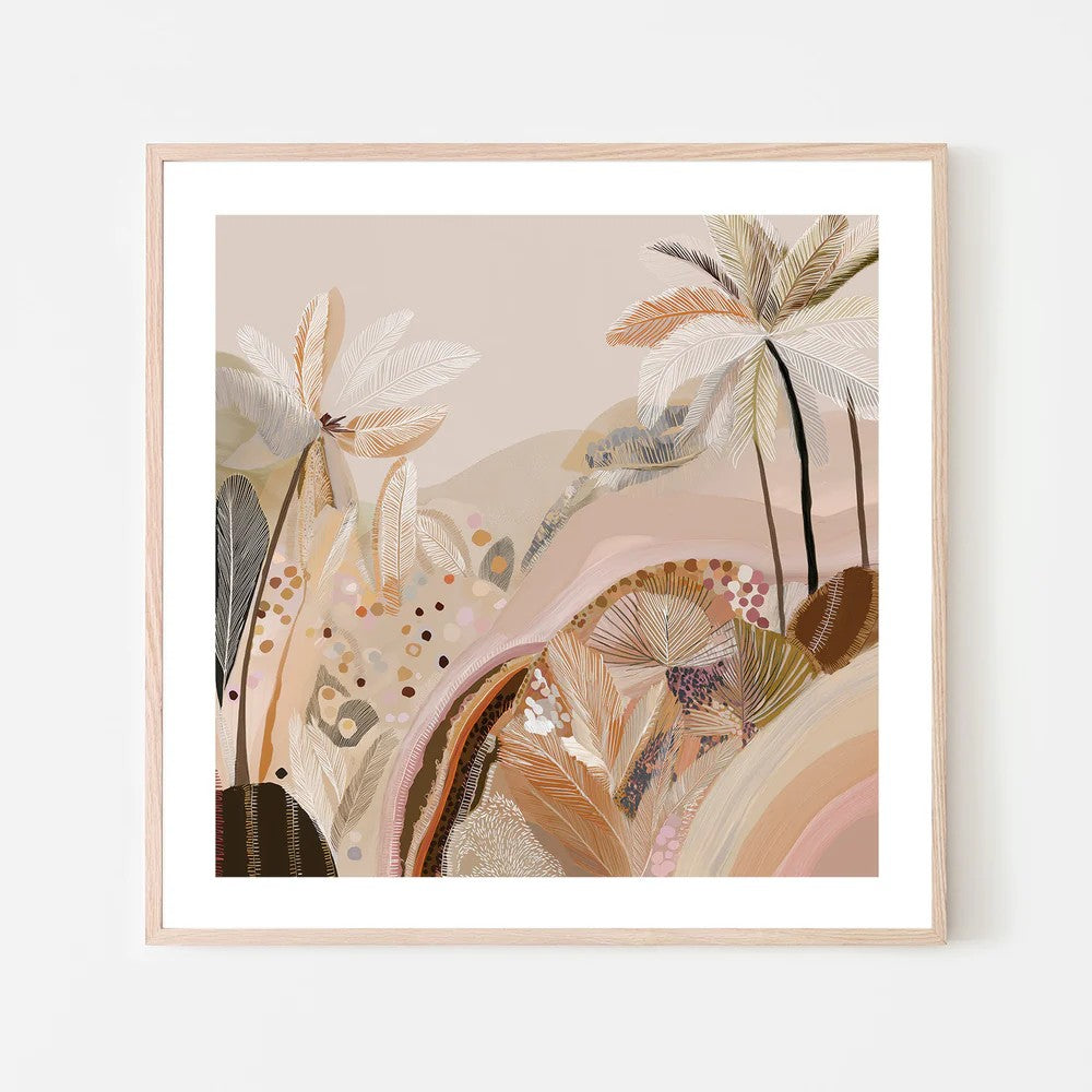 Dreamy Palms, By Bella Eve Wall Art Gioia-Local 50x50cm Framed Poster Black