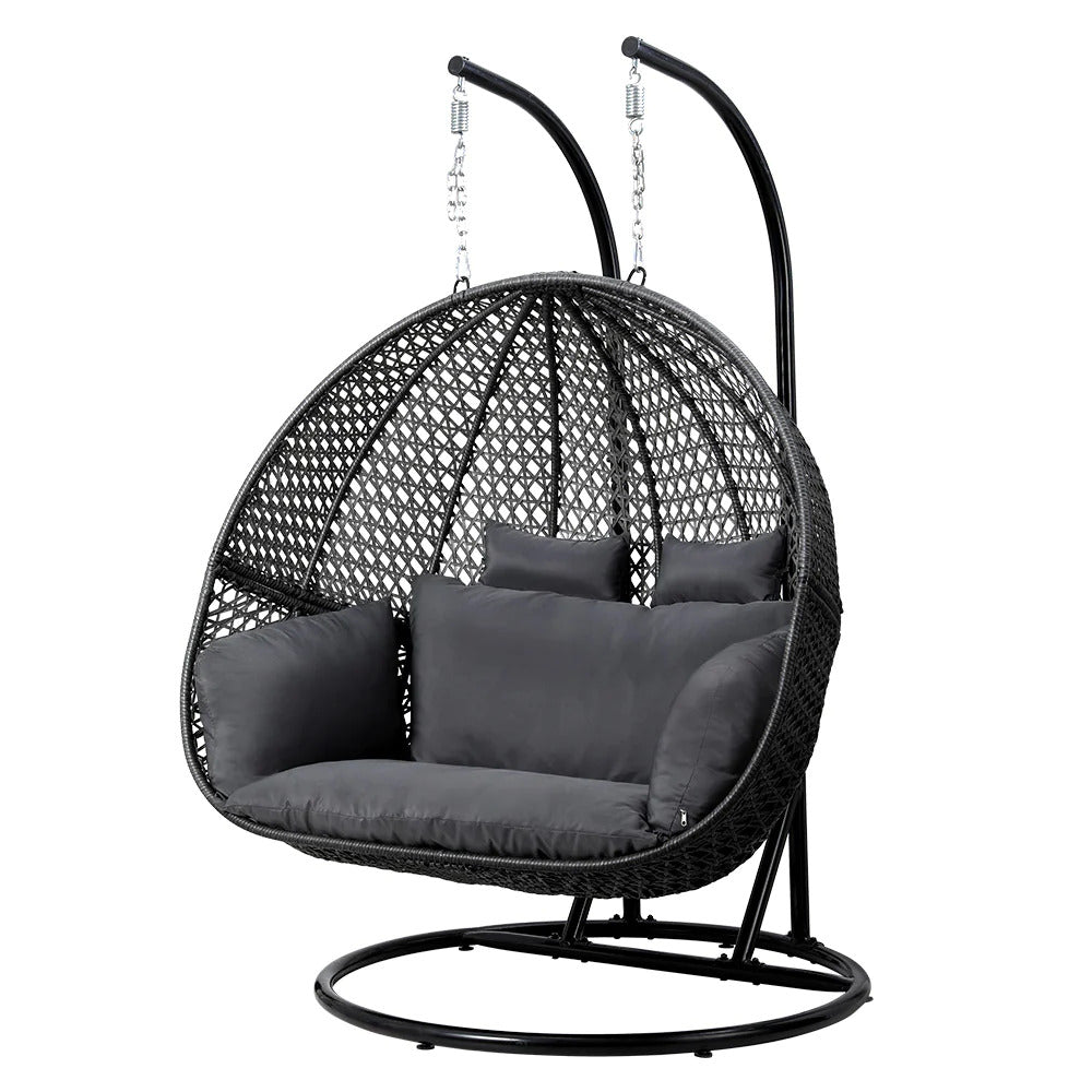Dreobe Double Seater Outdoor Egg Swing Chair Dark Grey