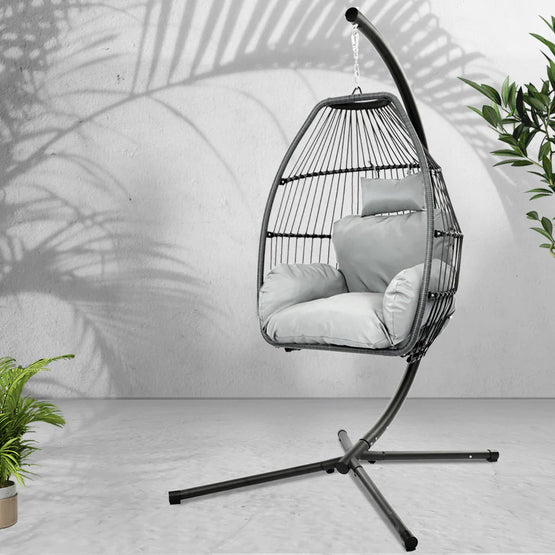 Ubud Outdoor Wicker Egg Pod Chair - Grey Egg chair Aim WS-Local   