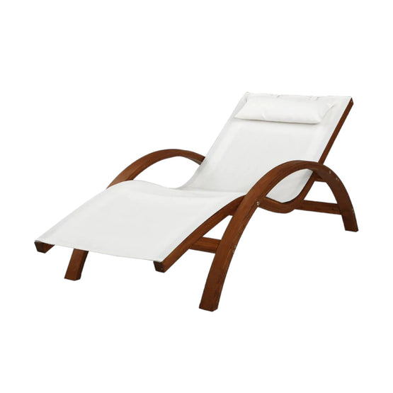 Dreobe Outdoor Wooden Day Bed Chair Sunlounger - White Sunlounger Aim WS-Local   