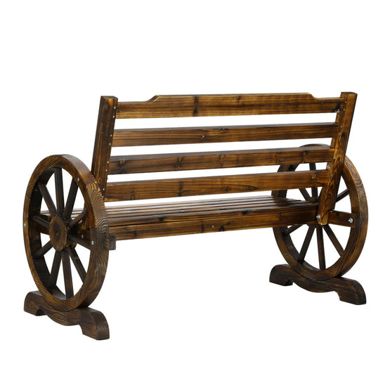 Dreobe Outdoor Wooden Wagon Wheel Bench - Brown Bench Aim WS-Local   