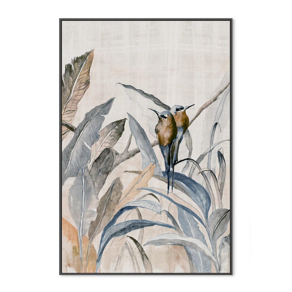 Duo in Foliage, By Jacob Q Wall Art Gioia-Local Black Framed Canvas 40x60cm