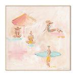 Beach Scene With Umbrella, By Cass Deller Wall Art Gioia-Local 50x50cm Framed Canvas Black
