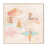 Beach Scene With Umbrella, By Cass Deller Wall Art Gioia-Local 50x50cm Framed Canvas Black