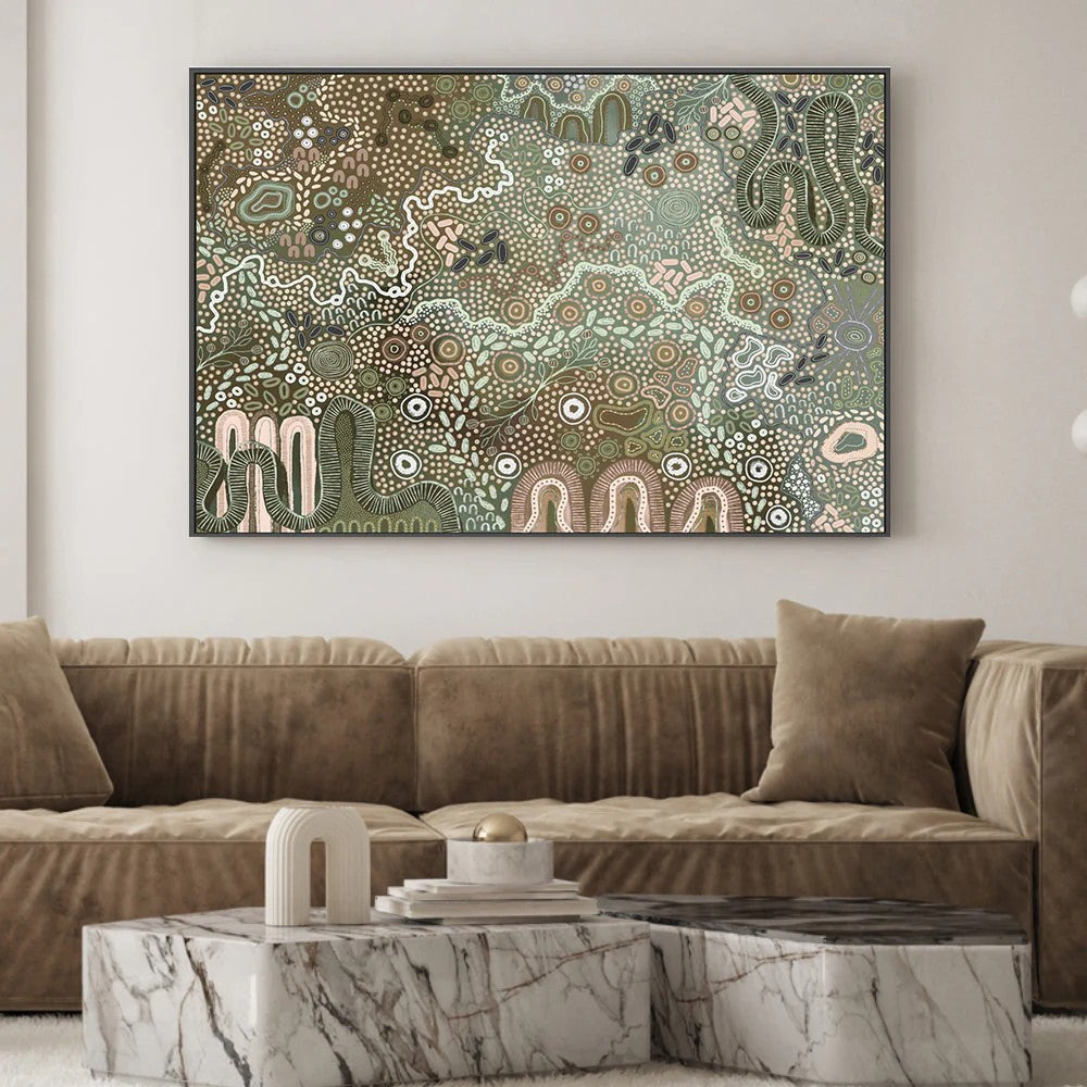 Earth's Gathering, Green Tones, By Tulearah Shield Wall Art Gioia-Local