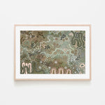 Earth's Gathering, Green Tones, By Tulearah Shield Wall Art Gioia-Local 60x40cm Framed Poster Black